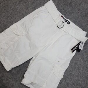 Southpole Cargo Shorts Mens 29 White Pockets Regular Fit Belted Waist Y2K 2000S